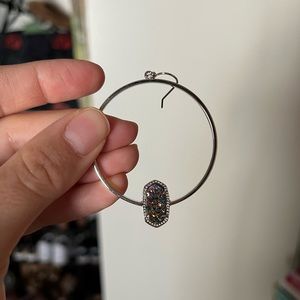 Kendra Scott Elora silver hoop earrings with druzy